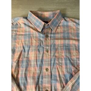 UNTUCKit Mens Large Blue Pink Plaid Cotton Flannel Button Down Shirt Long Sleeve